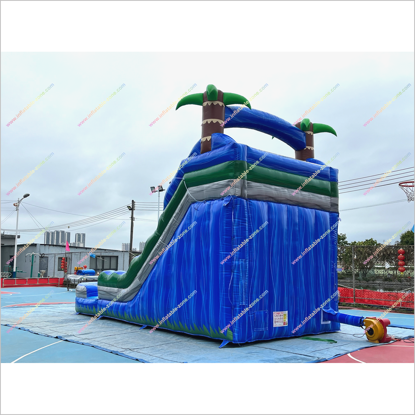 Inflatable Water Slide Hire Tropical Entertainment Palm Tree Double Water Slide Inflatable Pool For Sale - Inflatable-Zone