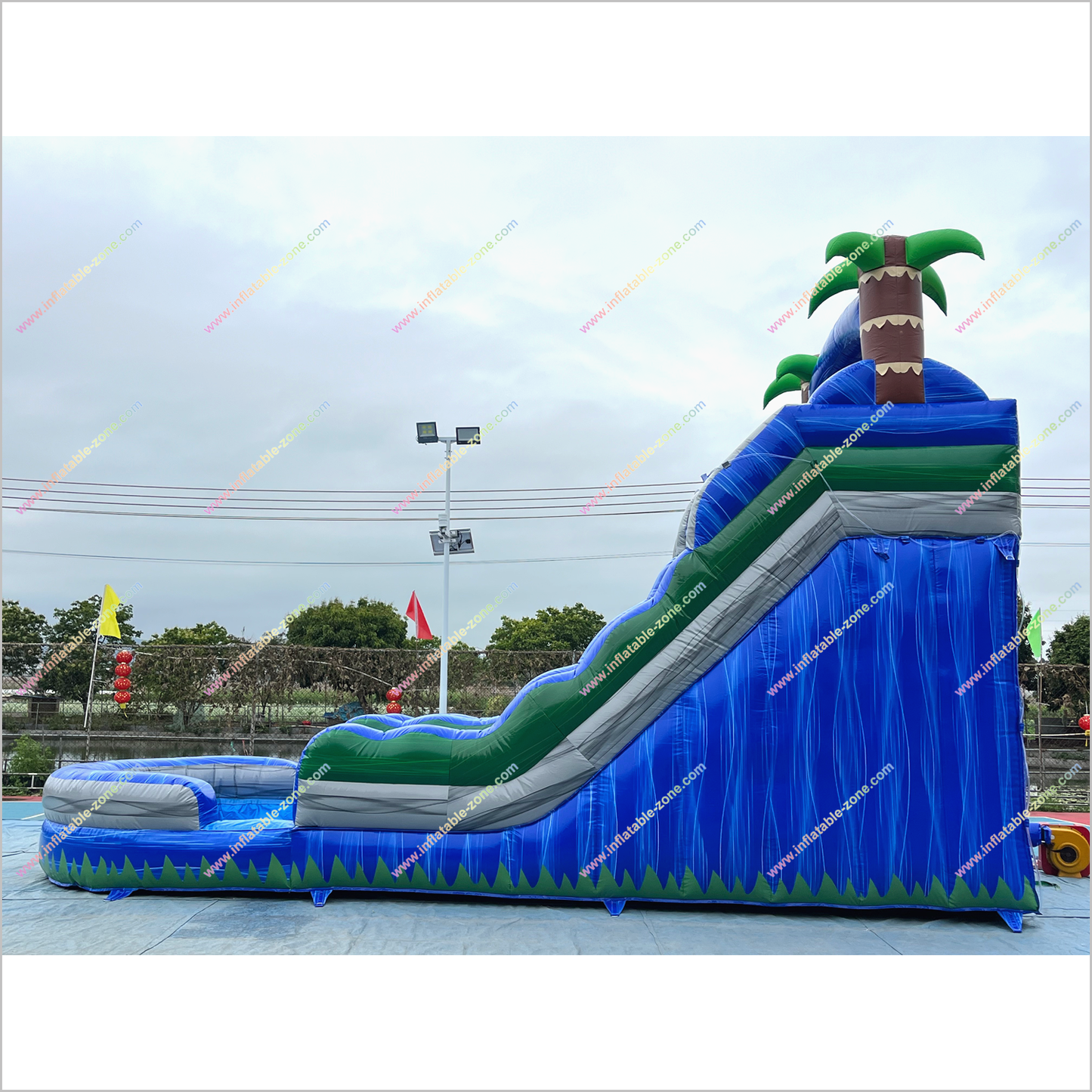 Inflatable Water Slide Hire Tropical Entertainment Palm Tree Double Water Slide Inflatable Pool For Sale - Inflatable-Zone