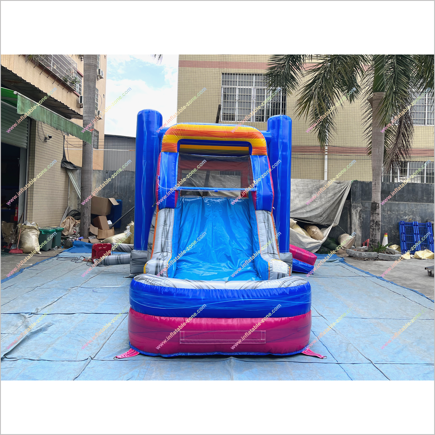 Inflatable Single Big Lane Bounce House With Slide And Pool Wet Dry Combo Inflatable Water Slide Jumping Castle Hire