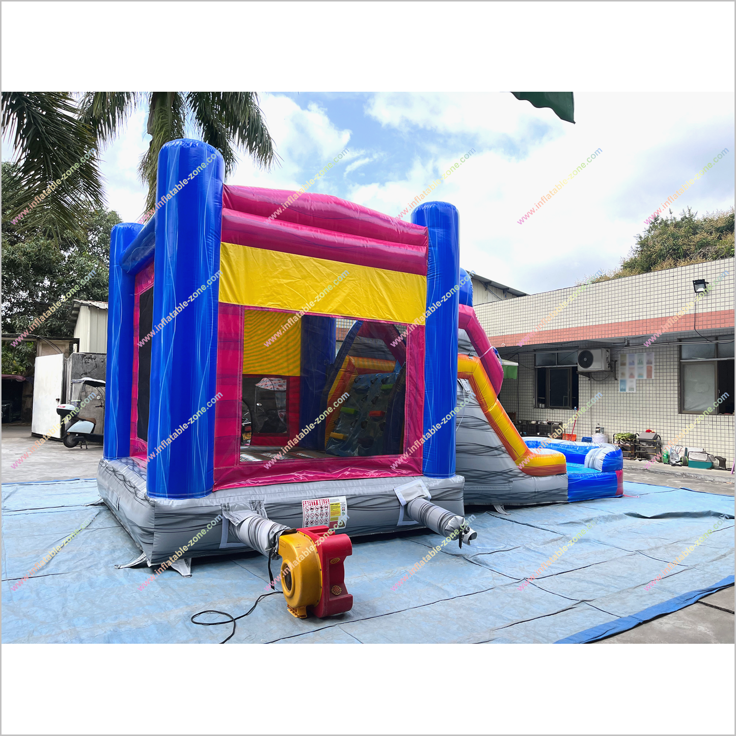 Inflatable Single Big Lane Bounce House With Slide And Pool Wet Dry Combo Inflatable Water Slide Jumping Castle Hire