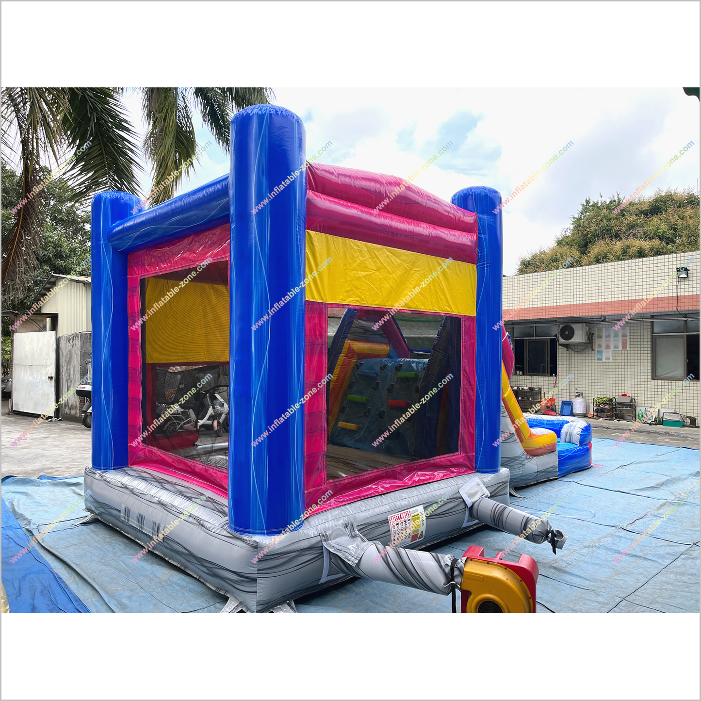 Inflatable Single Big Lane Bounce House With Slide And Pool Wet Dry Combo Inflatable Water Slide Jumping Castle Hire
