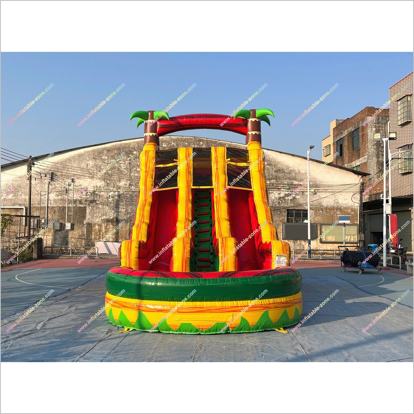 Tropical Breeze Inflatable Water Slide Rentals Near Me Commercial Play Ground Water Slide Into The Pool