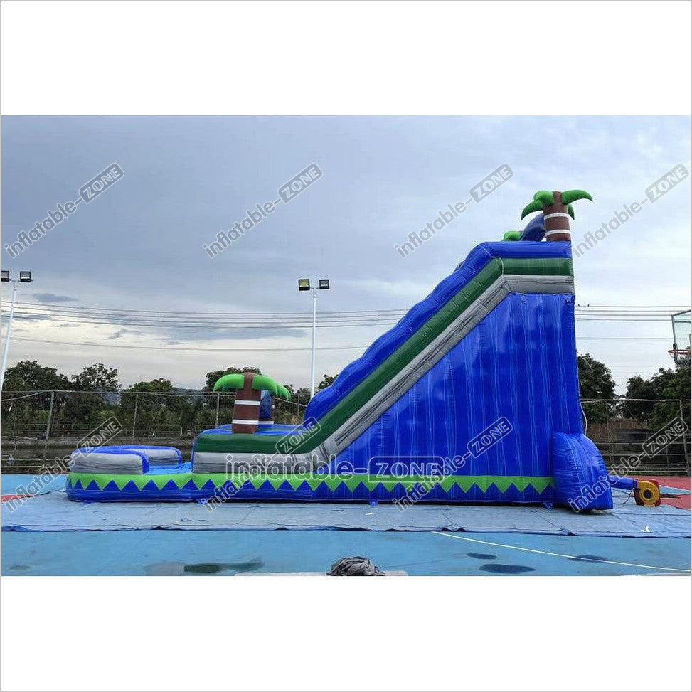Commercial Blue Marble Wave Monster Inflatable Water Slide Tropical Inflatable Jungle Waterslide With Pool - Inflatable-Zone