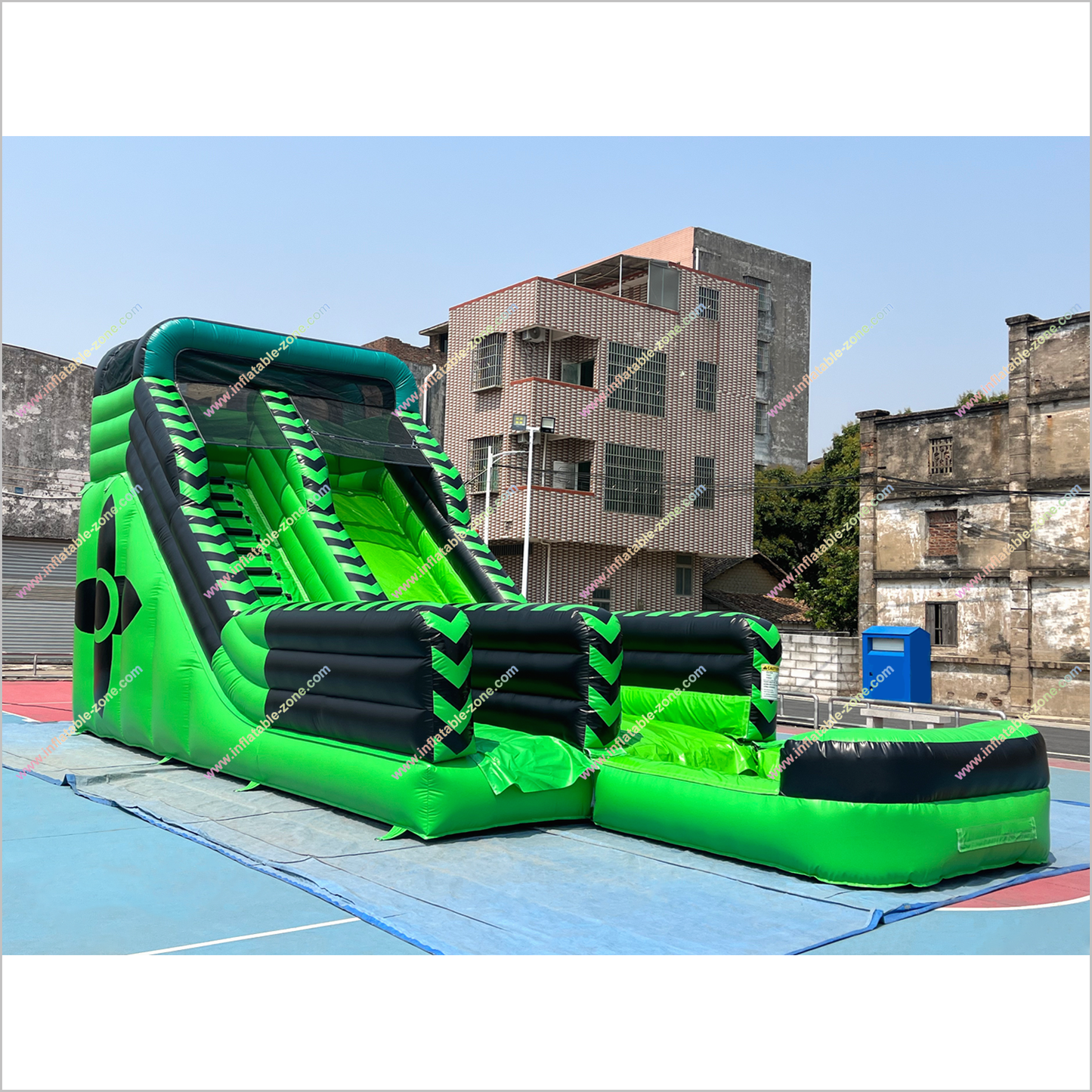 Black And Green Inflatable Water Slides Nearby Playground Play Equipment Water Slide To Pool - Inflatable-Zone