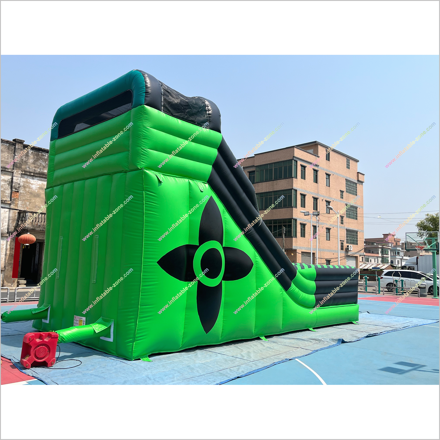 Black And Green Inflatable Water Slides Nearby Playground Play Equipment Water Slide To Pool - Inflatable-Zone