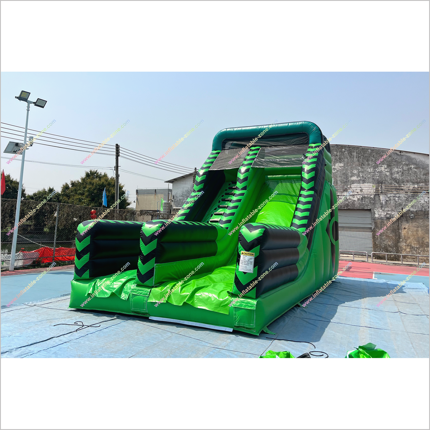 Black And Green Inflatable Water Slides Nearby Playground Play Equipment Water Slide To Pool - Inflatable-Zone