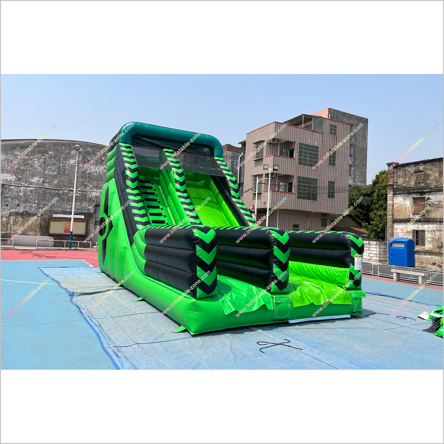 Black And Green Inflatable Water Slides Nearby Playground Play Equipment Water Slide To Pool - Inflatable-Zone