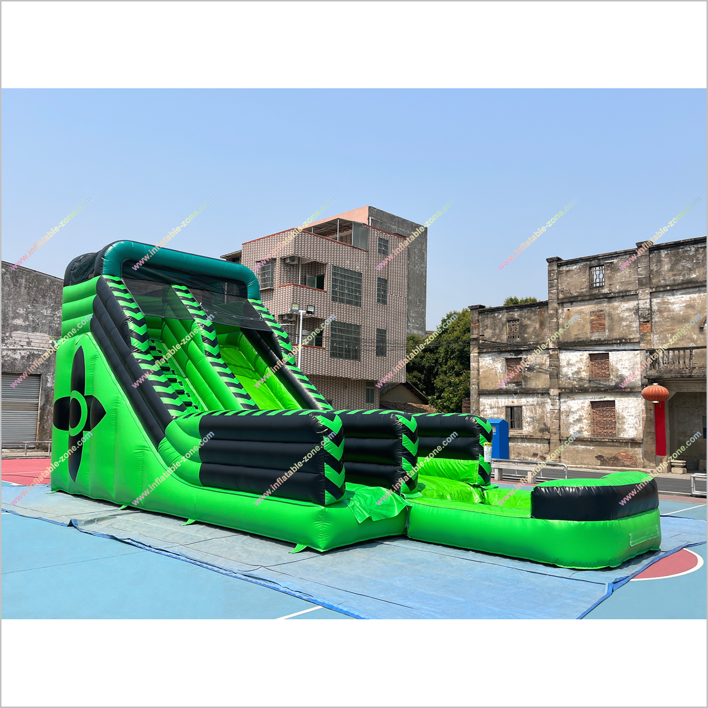 Black And Green Inflatable Water Slides Nearby Playground Play Equipment Water Slide To Pool - Inflatable-Zone