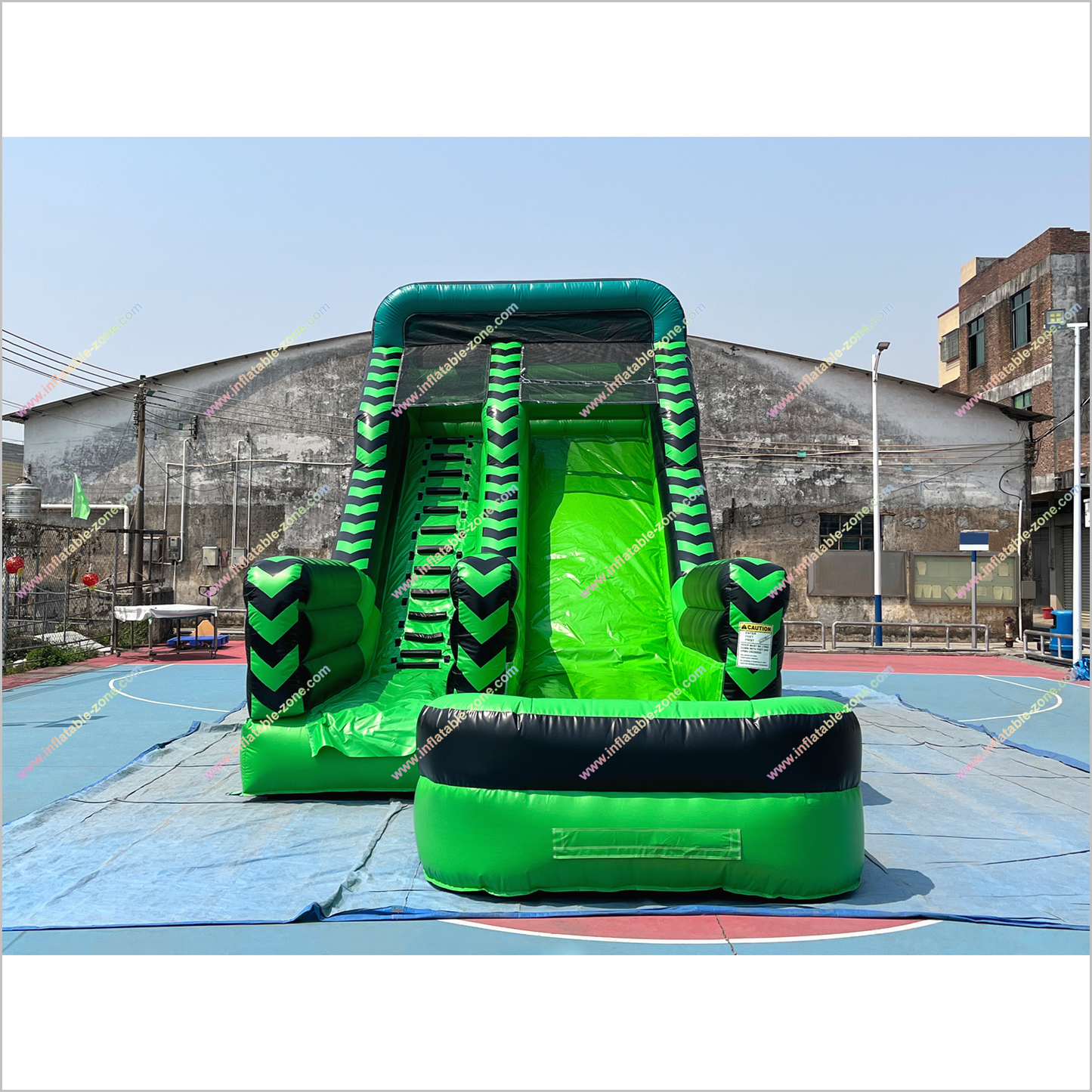 Black And Green Inflatable Water Slides Nearby Playground Play Equipment Water Slide To Pool - Inflatable-Zone