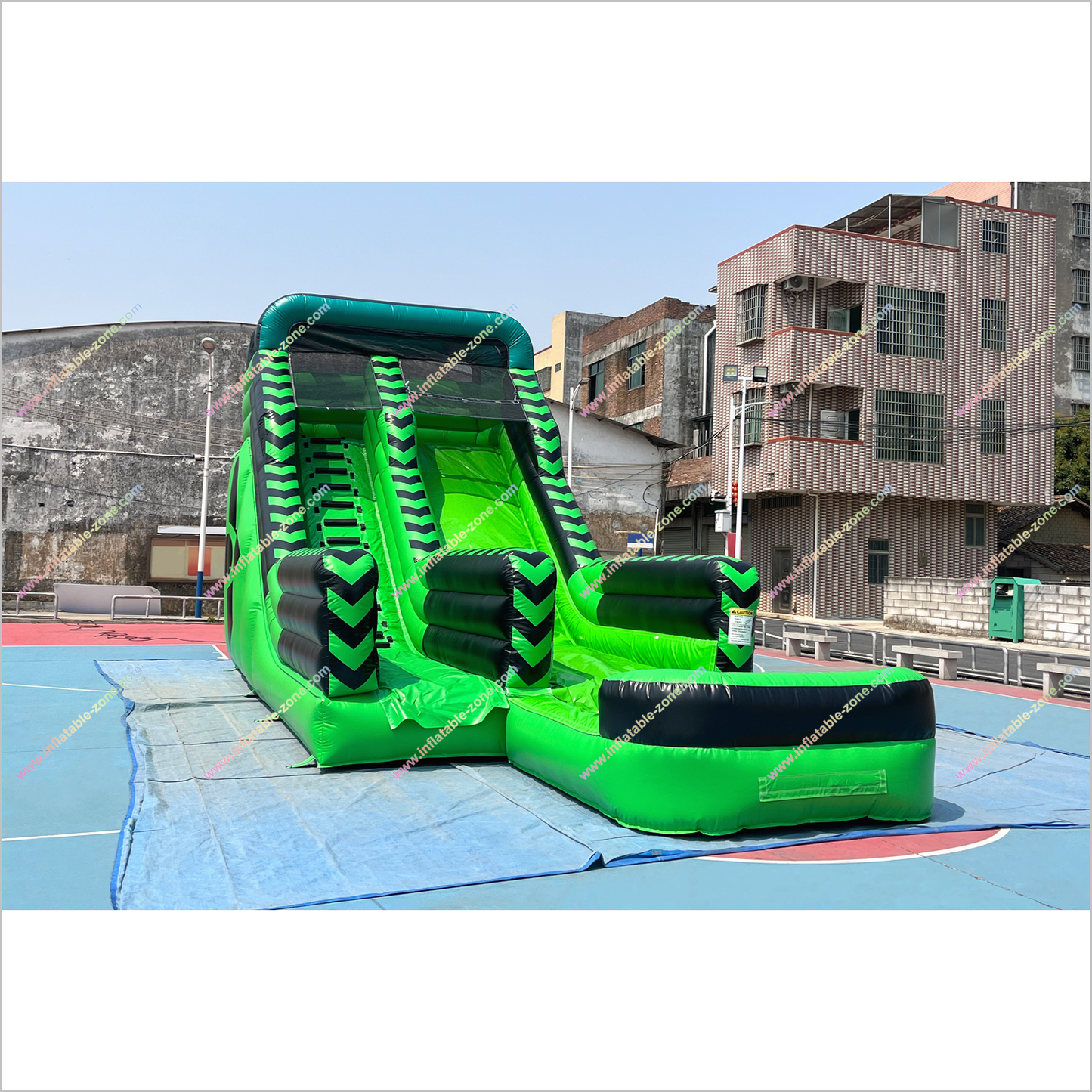 Black And Green Inflatable Water Slides Nearby Playground Play Equipment Water Slide To Pool - Inflatable-Zone