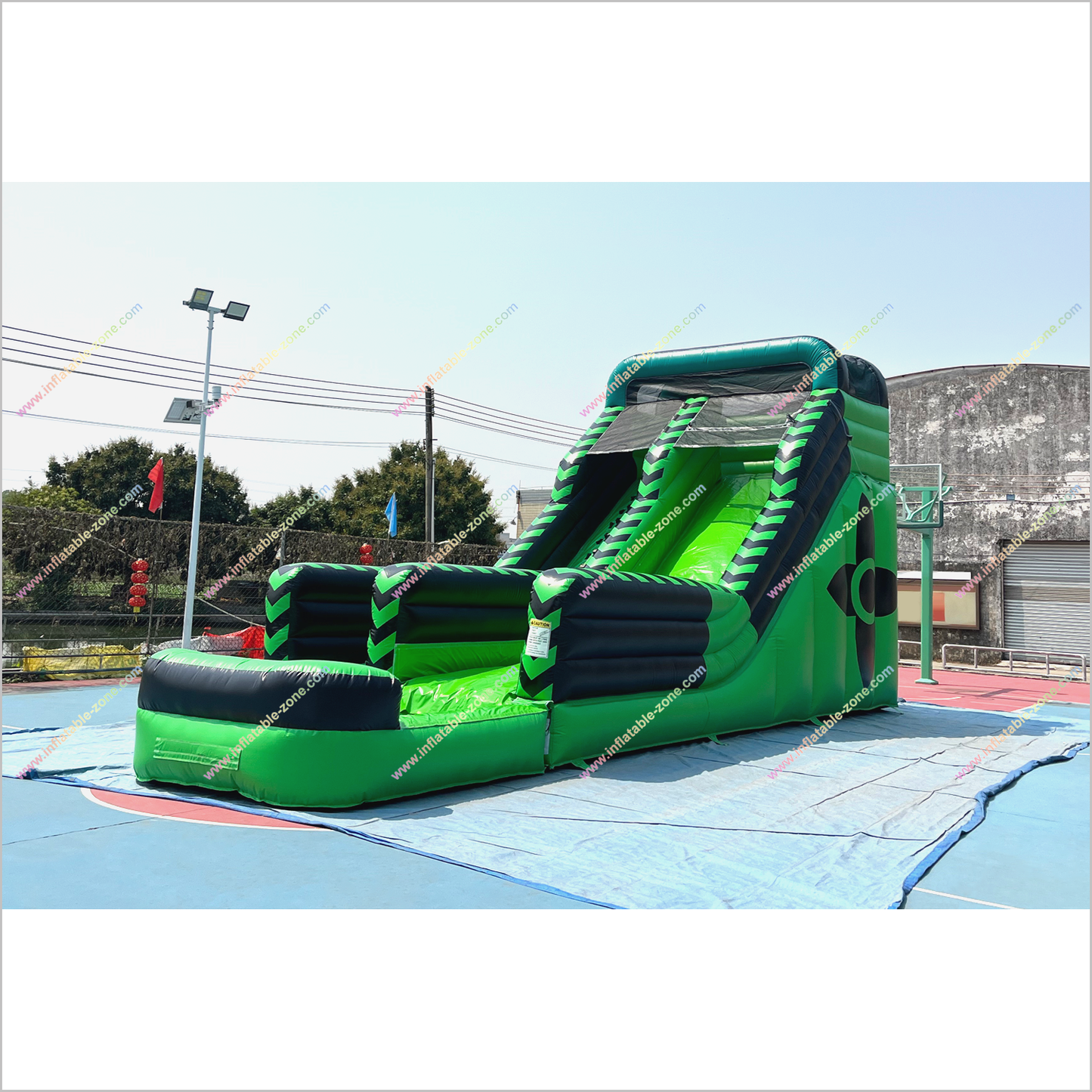 Black And Green Inflatable Water Slides Nearby Playground Play Equipment Water Slide To Pool - Inflatable-Zone