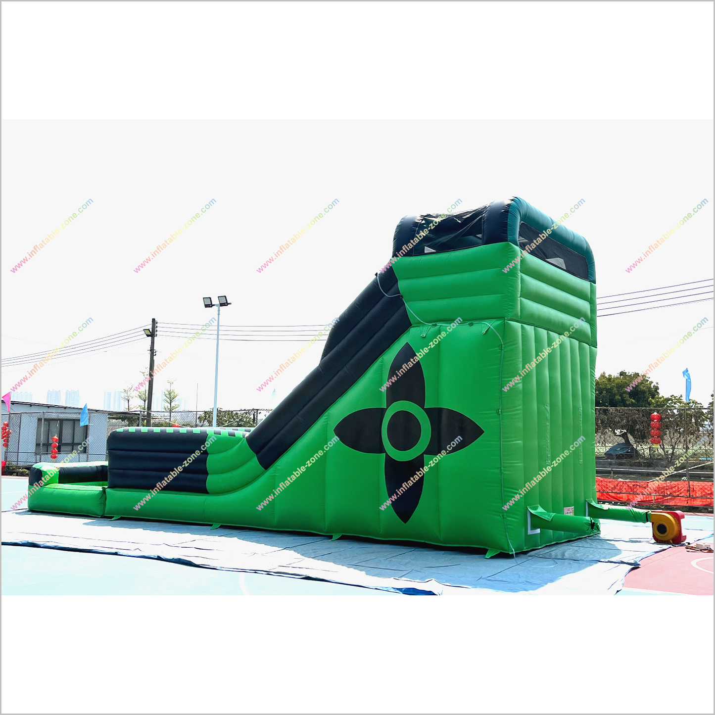 Black And Green Inflatable Water Slides Nearby Playground Play Equipment Water Slide To Pool - Inflatable-Zone
