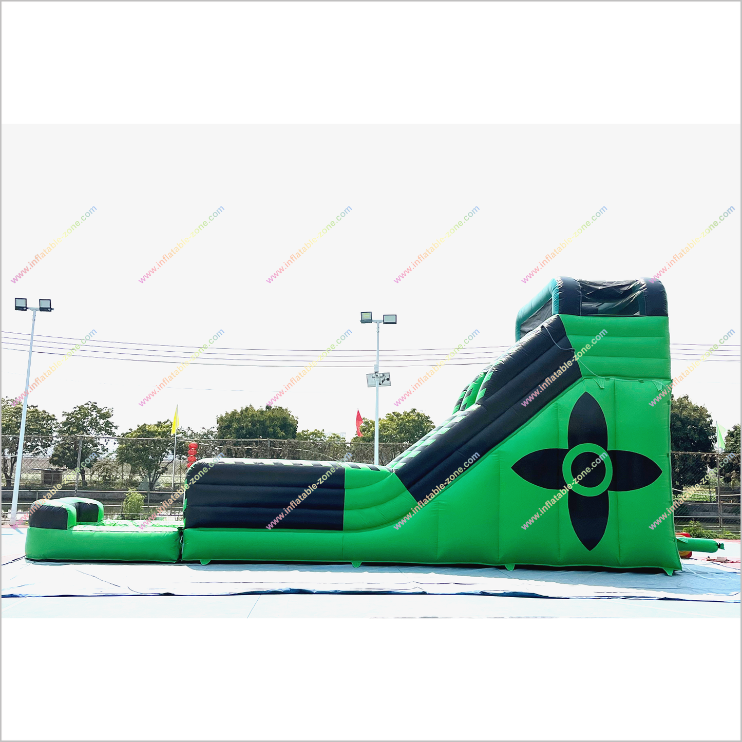 Black And Green Inflatable Water Slides Nearby Playground Play Equipment Water Slide To Pool - Inflatable-Zone