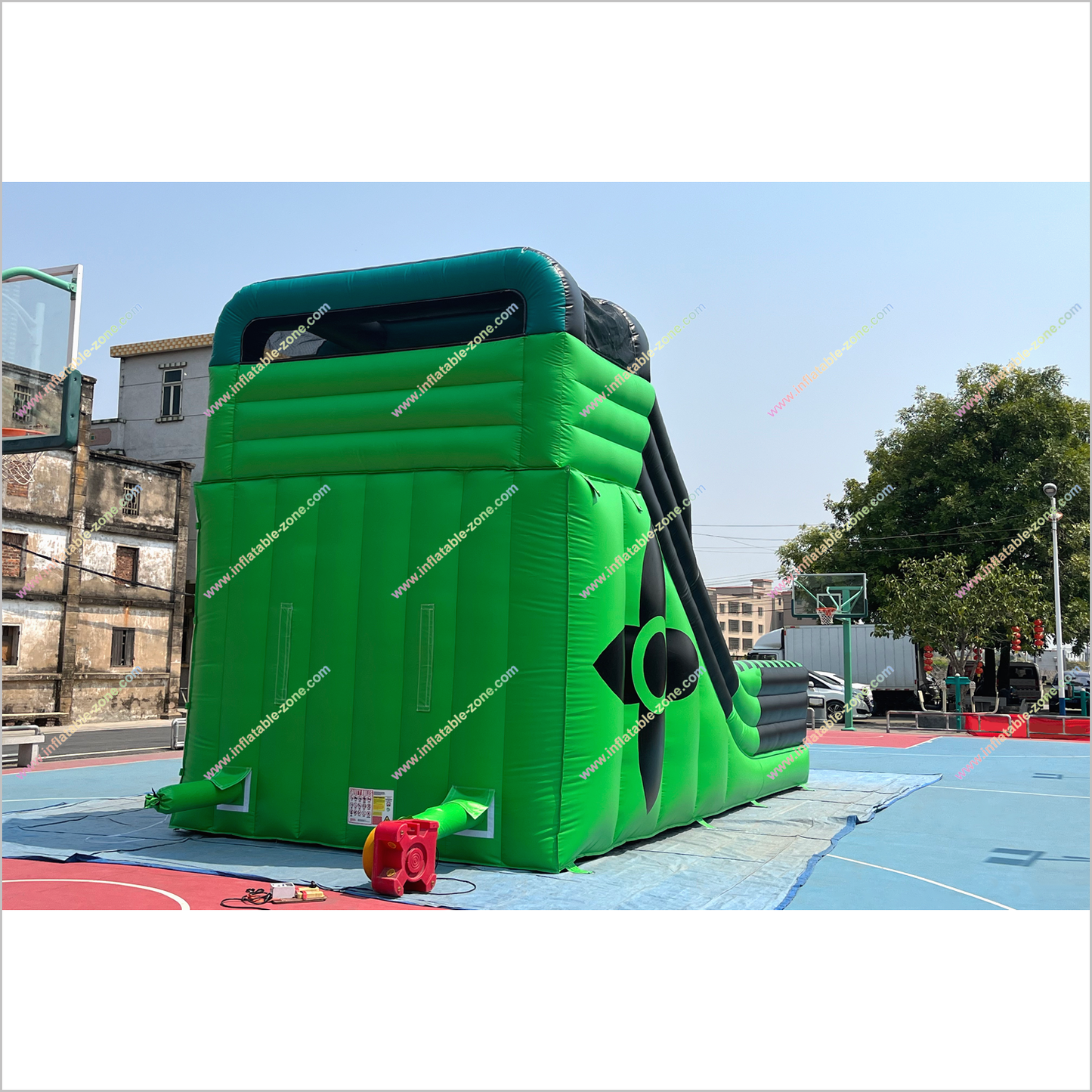 Black And Green Inflatable Water Slides Nearby Playground Play Equipment Water Slide To Pool - Inflatable-Zone