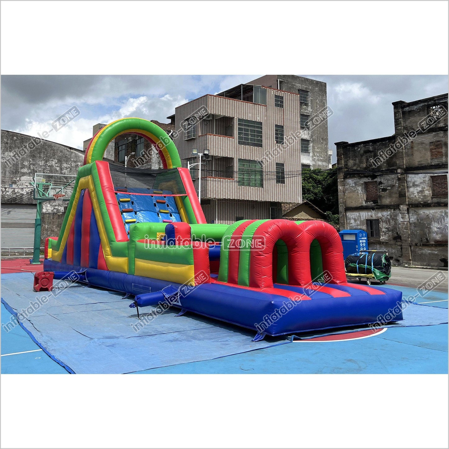 Large Inflatable Obstacle Course Playground Near Me Inflatable Slide And Rock Climbing Wall Challenge Course For Kids - Inflatable-Zone