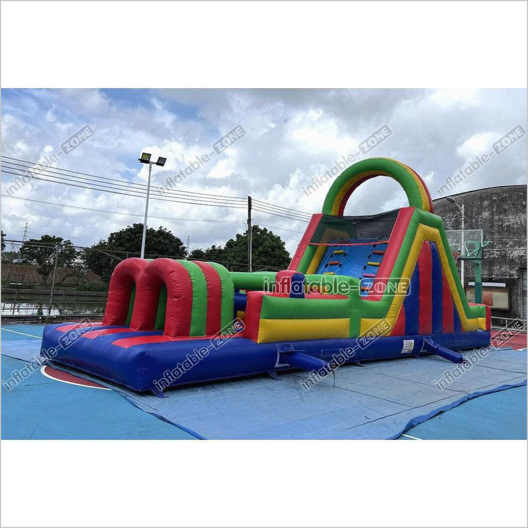 Large Inflatable Obstacle Course Playground Near Me Inflatable Slide And Rock Climbing Wall Challenge Course For Kids - Inflatable-Zone