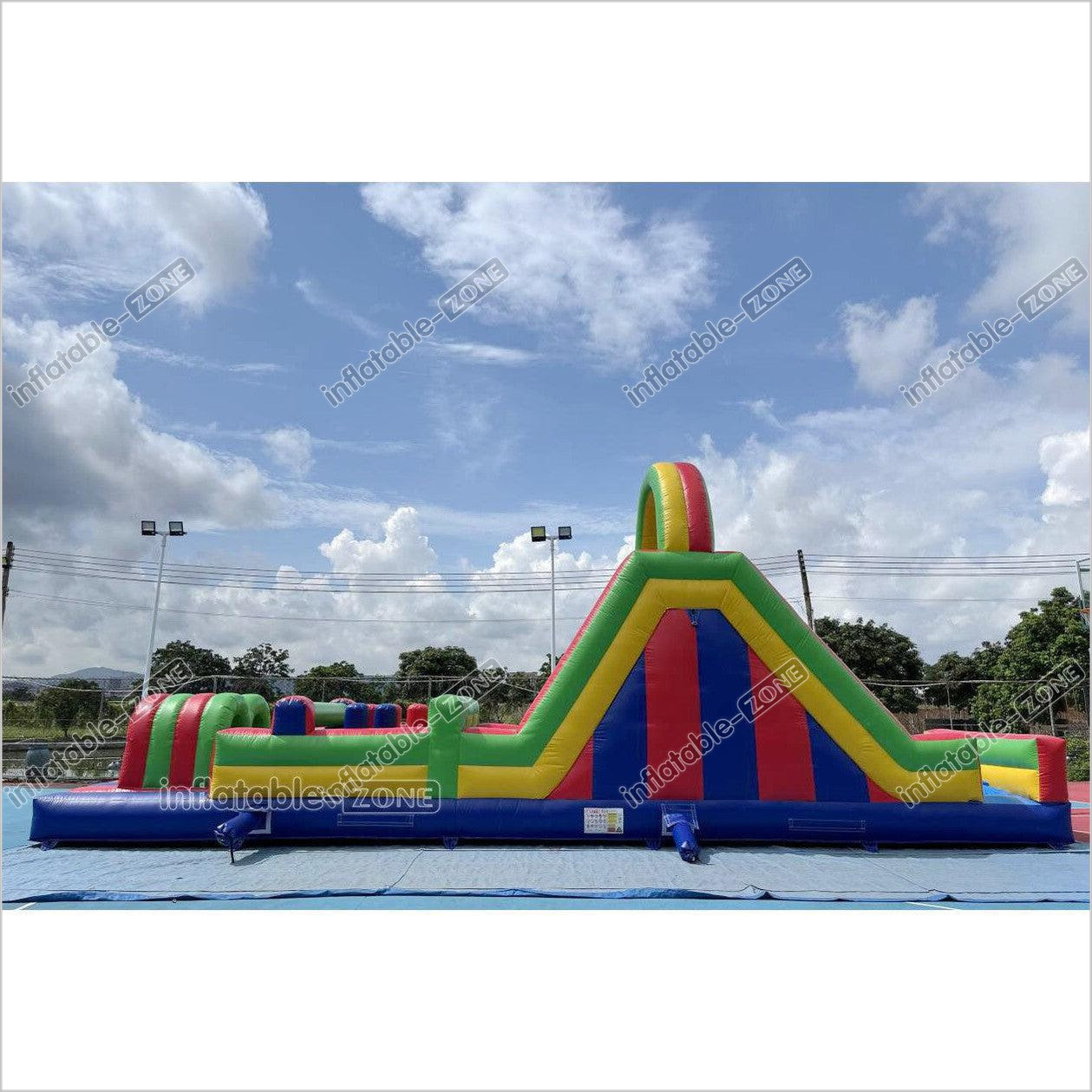Large Inflatable Obstacle Course Playground Near Me Inflatable Slide And Rock Climbing Wall Challenge Course For Kids - Inflatable-Zone