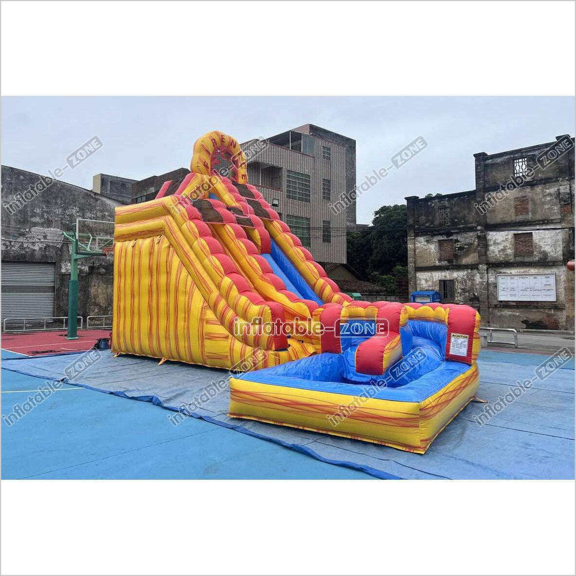 Commercial Large Water Slide Inflatable Pool Playground Dual Lane Curved Inflatable Water Slide - Inflatable-Zone