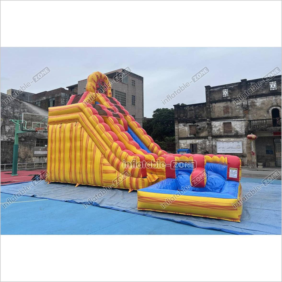 Commercial Large Water Slide Inflatable Pool Playground Dual Lane Curved Inflatable Water Slide - Inflatable-Zone