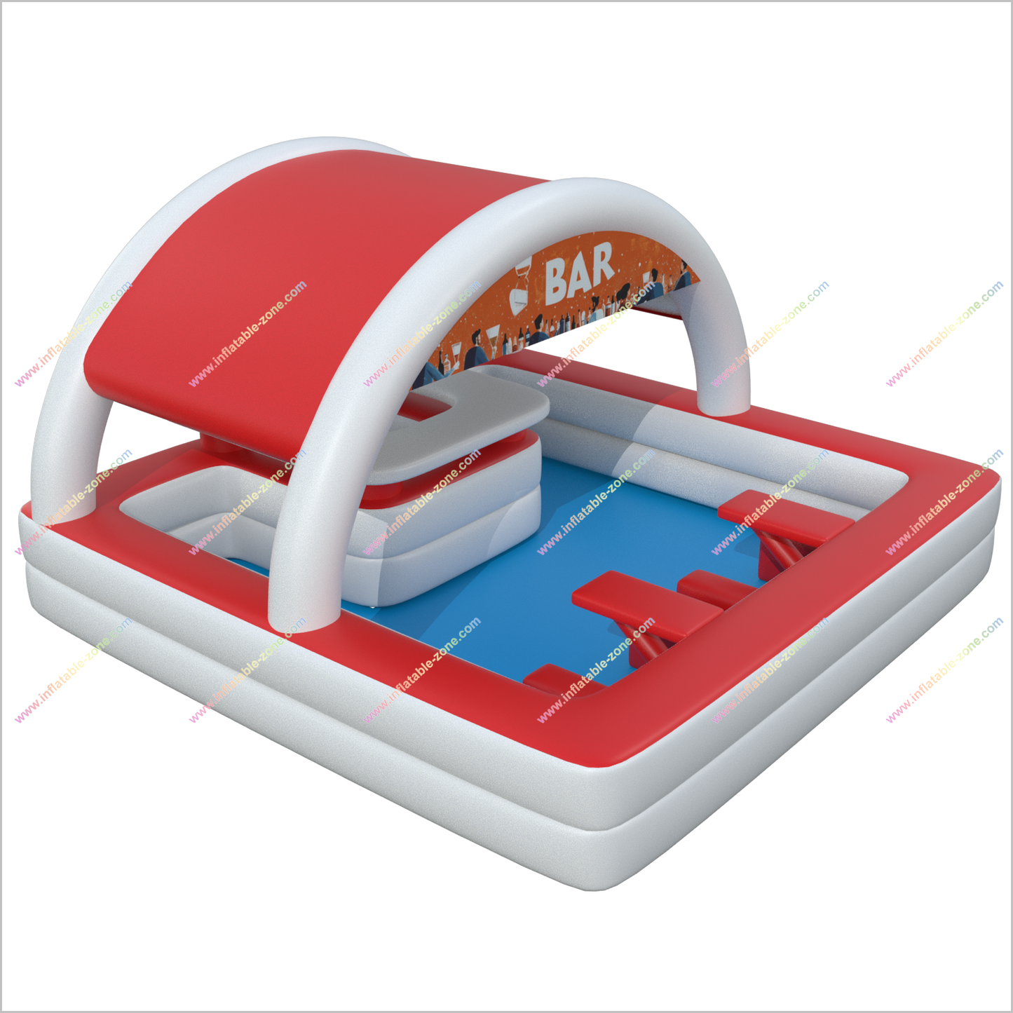 Luxury Water Inflatable Pool Bar Friends Gathering Pool Table With Bar Backyard Rental For Party