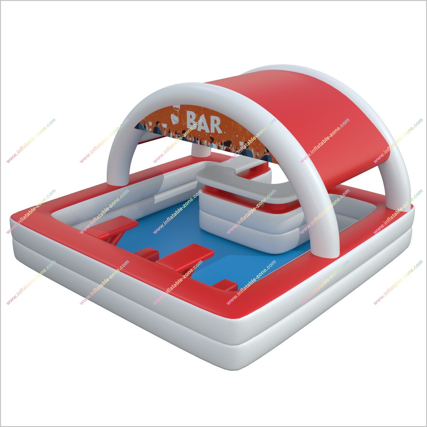 Luxury Water Inflatable Pool Bar Friends Gathering Pool Table With Bar Backyard Rental For Party