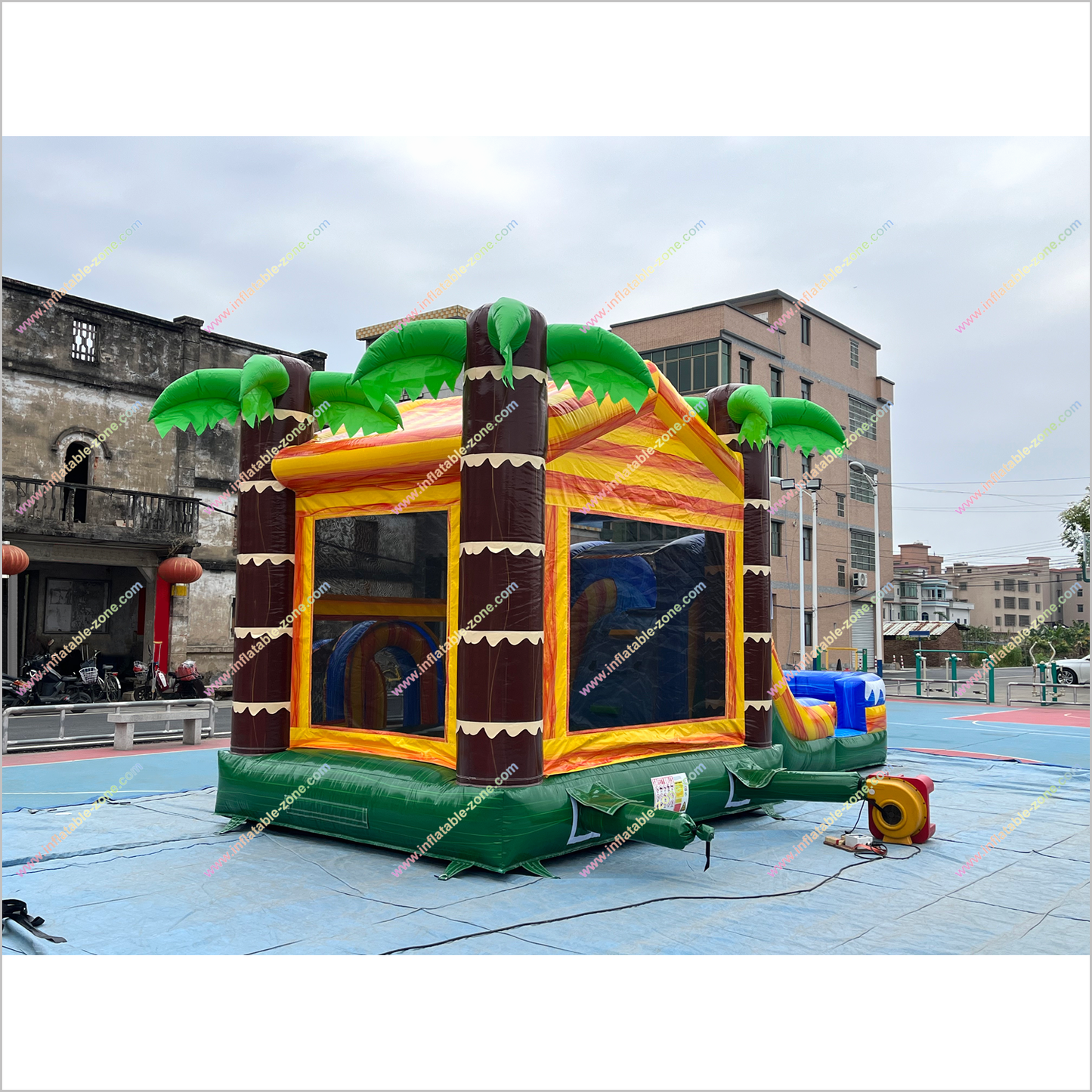 Massive Bouncy Castle Slide Tropical Ocean Inflatable Pool Combo Inflatable Water Slide And Bounce House - Inflatable-Zone