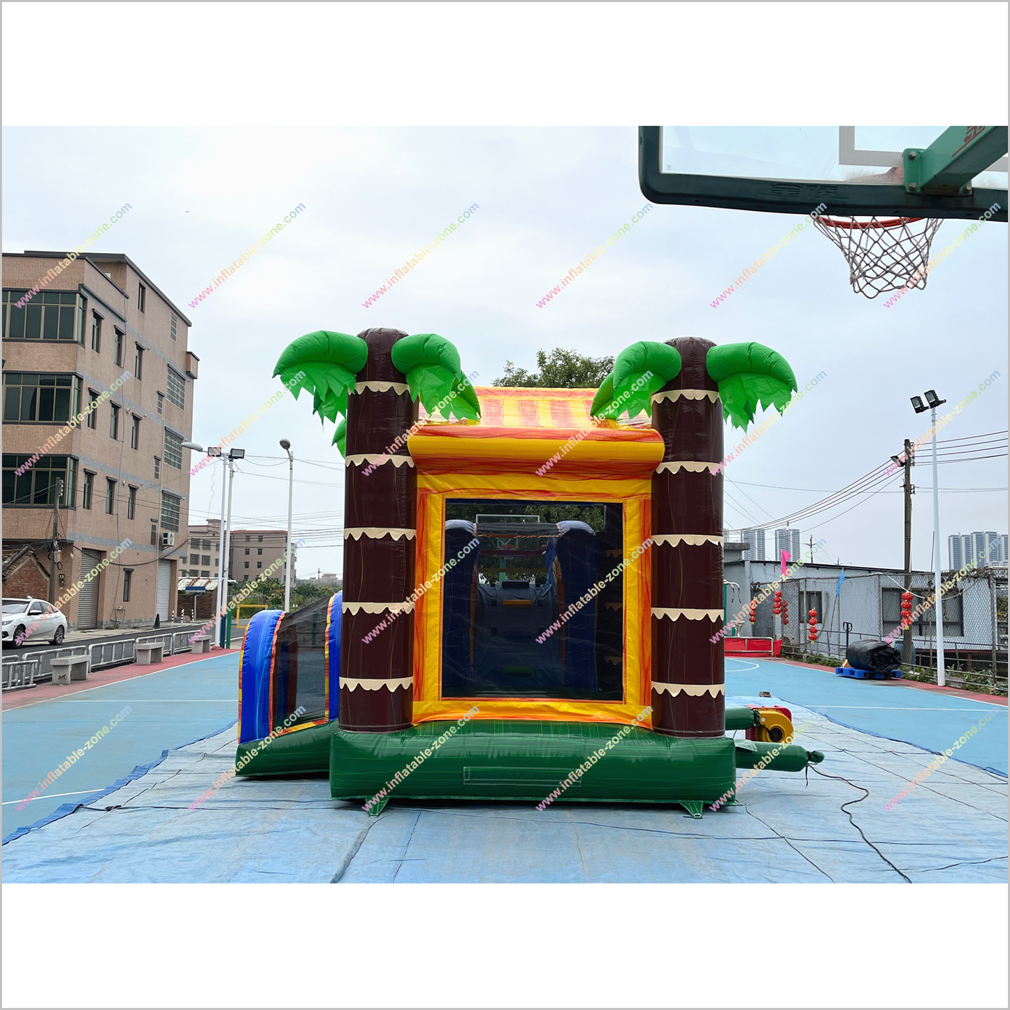 Massive Bouncy Castle Slide Tropical Ocean Inflatable Pool Combo Inflatable Water Slide And Bounce House - Inflatable-Zone