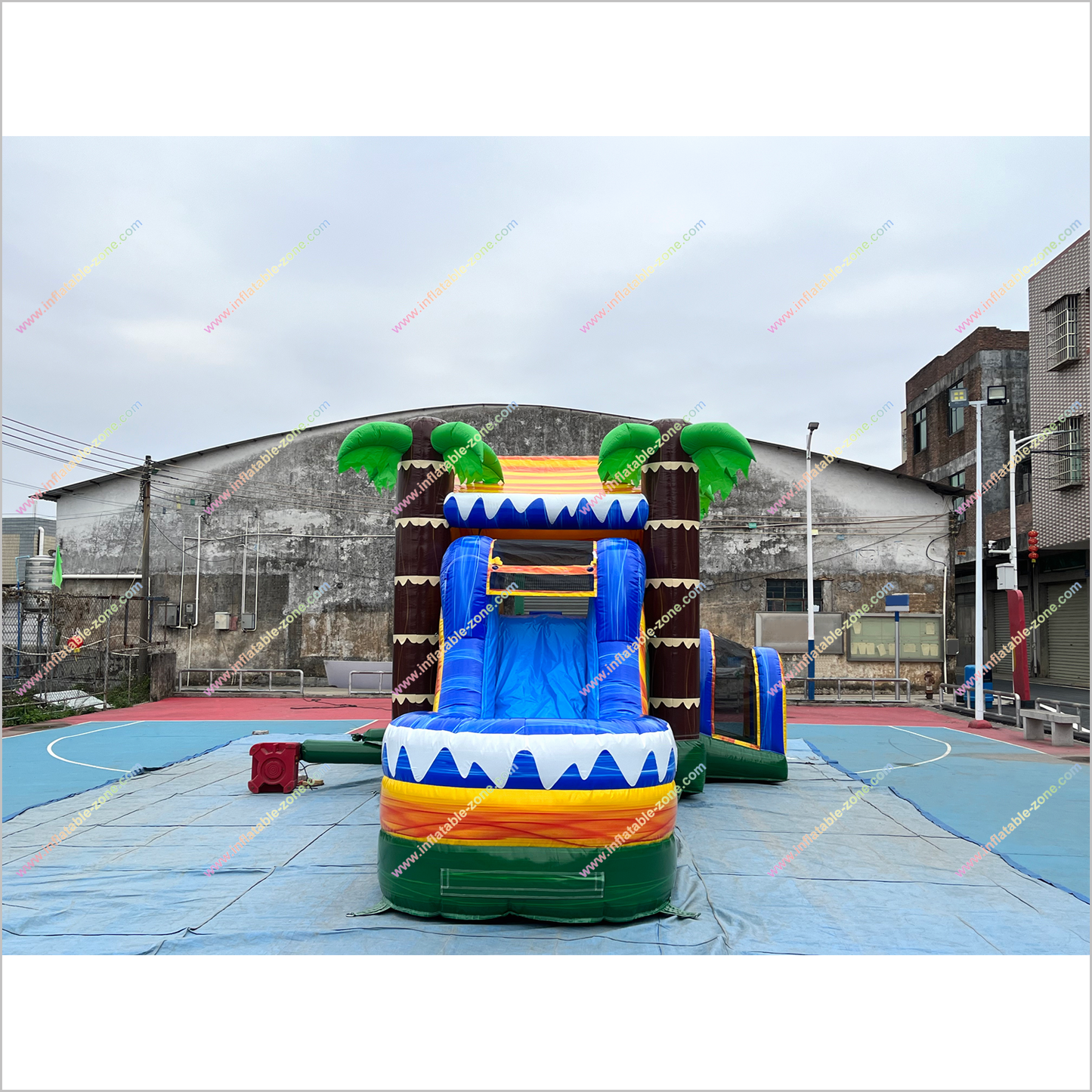 Massive Bouncy Castle Slide Tropical Ocean Inflatable Pool Combo Inflatable Water Slide And Bounce House - Inflatable-Zone