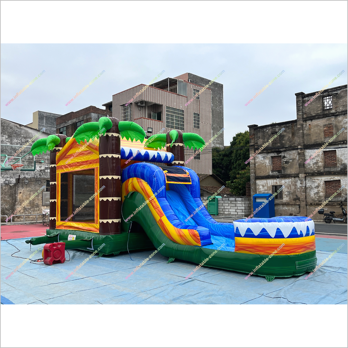 Massive Bouncy Castle Slide Tropical Ocean Inflatable Pool Combo Inflatable Water Slide And Bounce House - Inflatable-Zone