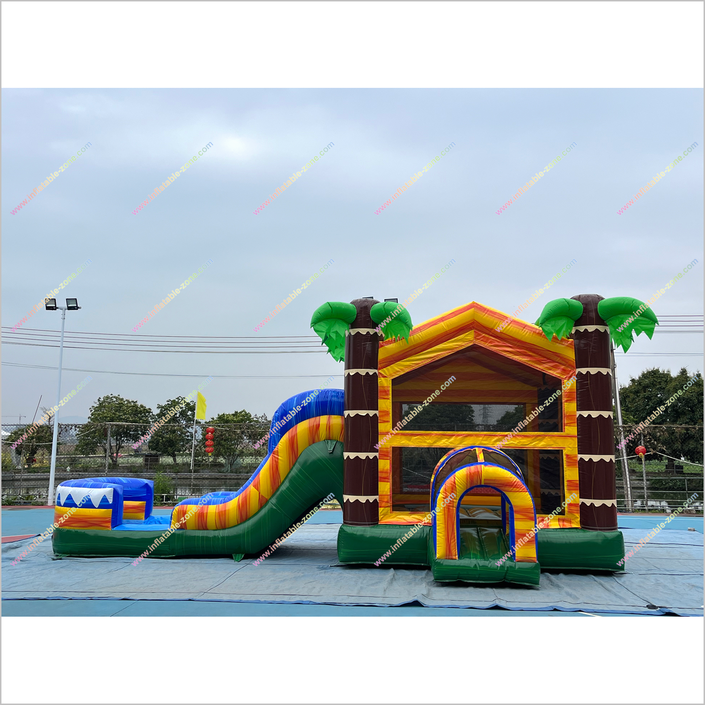 Massive Bouncy Castle Slide Tropical Ocean Inflatable Pool Combo Inflatable Water Slide And Bounce House - Inflatable-Zone