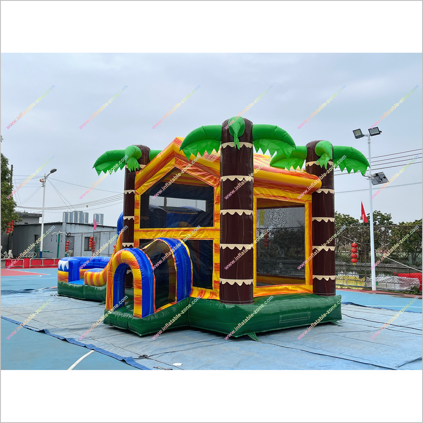 Massive Bouncy Castle Slide Tropical Ocean Inflatable Pool Combo Inflatable Water Slide And Bounce House - Inflatable-Zone