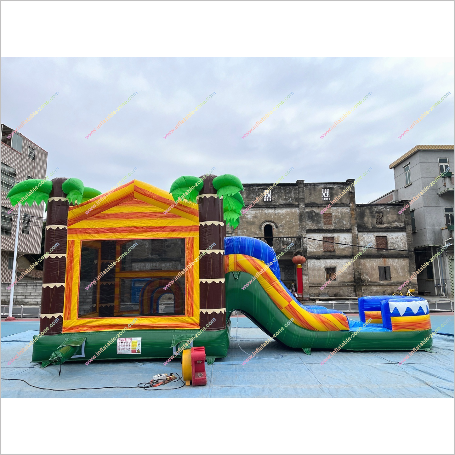 Massive Bouncy Castle Slide Tropical Ocean Inflatable Pool Combo Inflatable Water Slide And Bounce House - Inflatable-Zone