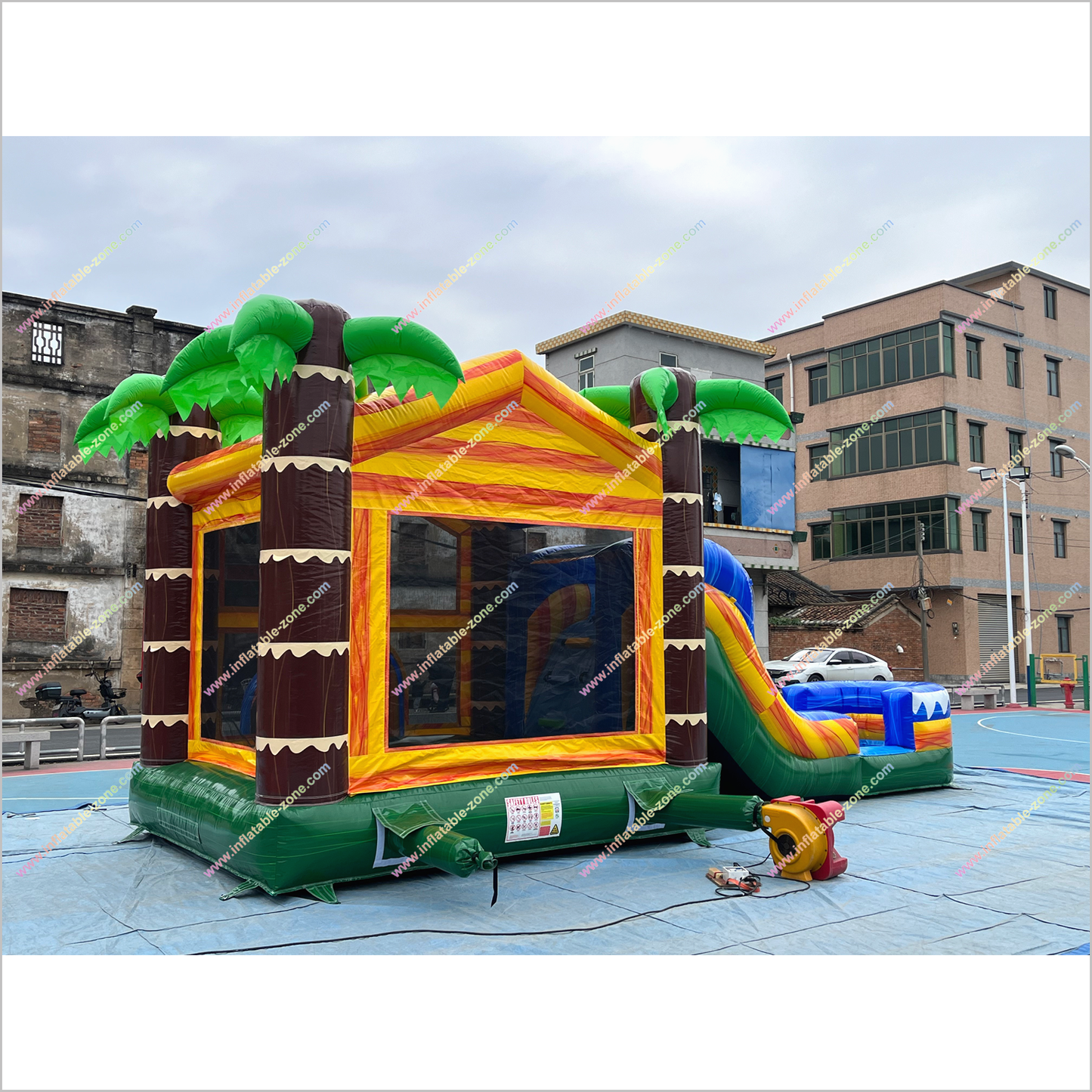 Massive Bouncy Castle Slide Tropical Ocean Inflatable Pool Combo Inflatable Water Slide And Bounce House - Inflatable-Zone