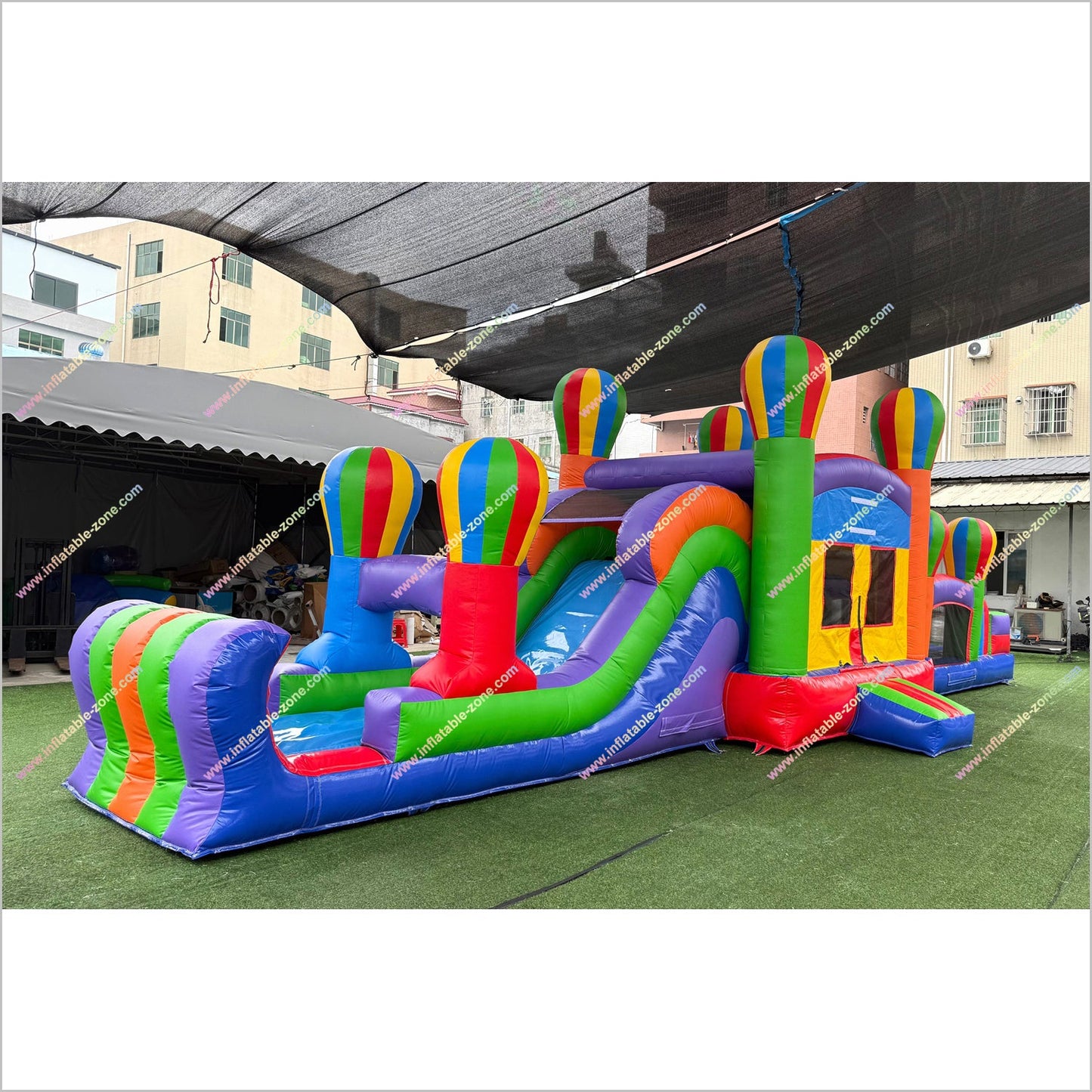Best Colorful Obstacle Course Inflatable Bounce House Hot Air Balloon Decor Bouncy Obstacle Course Hire