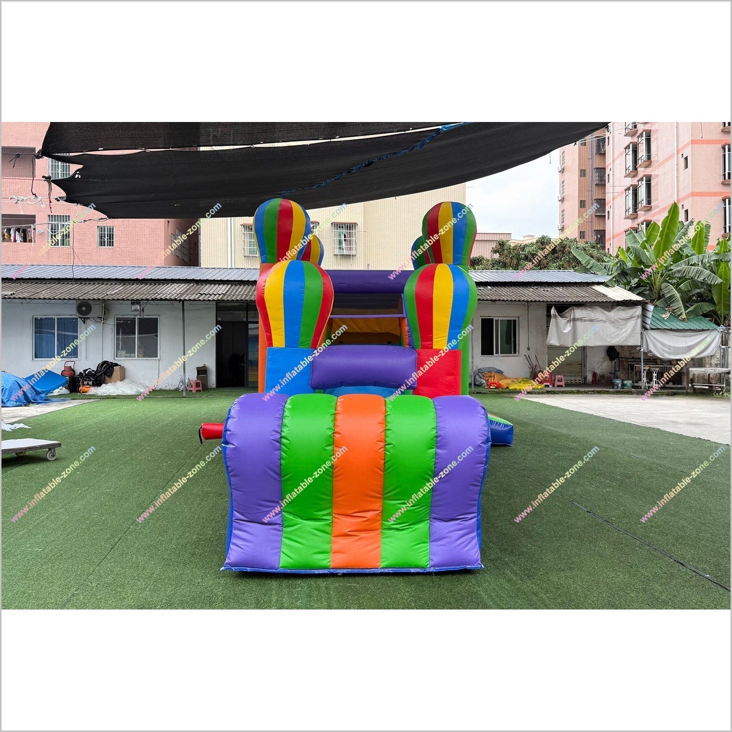 Best Colorful Obstacle Course Inflatable Bounce House Hot Air Balloon Decor Bouncy Obstacle Course Hire