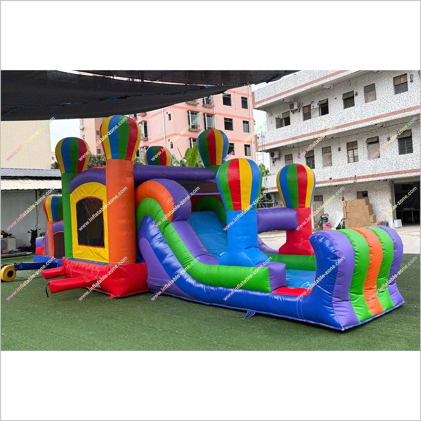Best Colorful Obstacle Course Inflatable Bounce House Hot Air Balloon Decor Bouncy Obstacle Course Hire