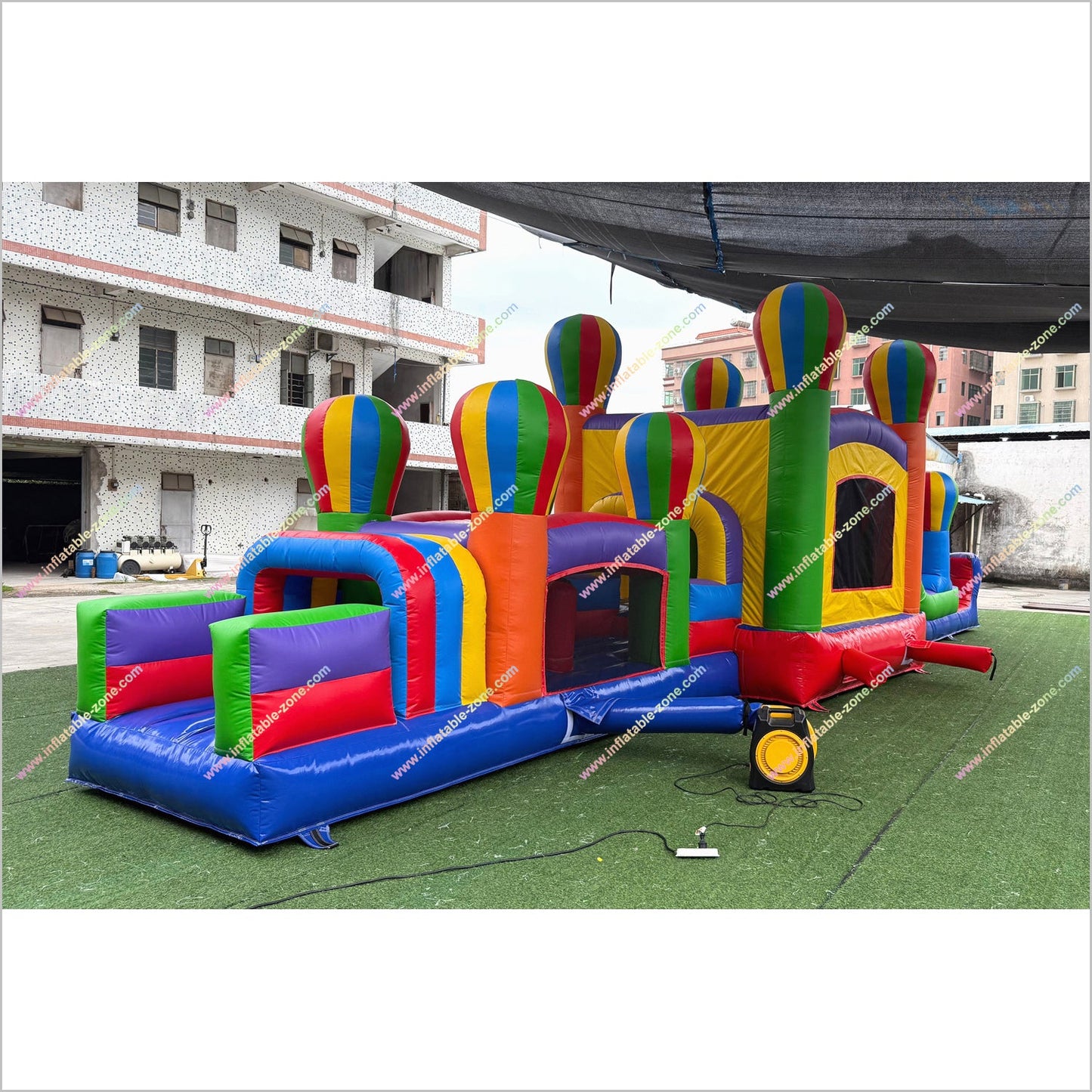 Best Colorful Obstacle Course Inflatable Bounce House Hot Air Balloon Decor Bouncy Obstacle Course Hire