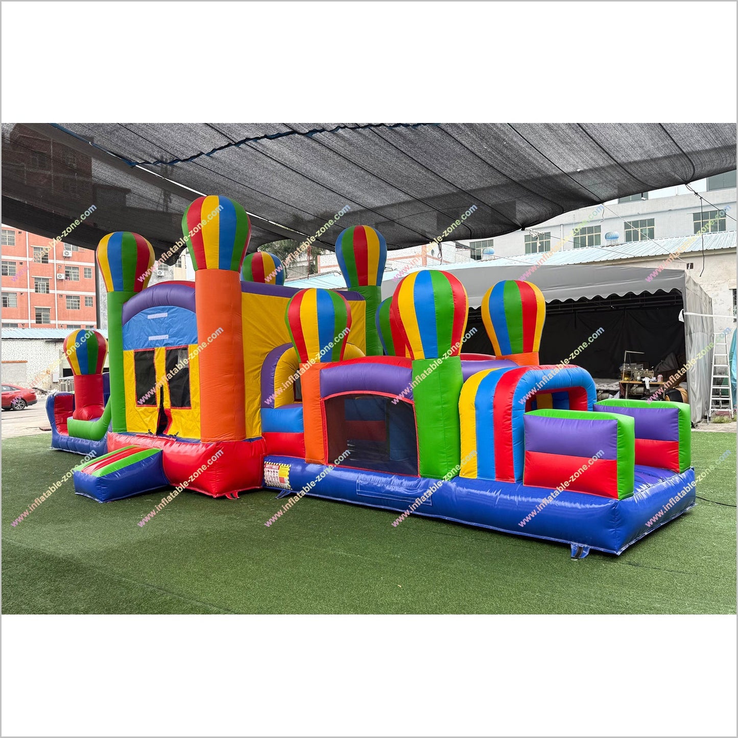 Best Colorful Obstacle Course Inflatable Bounce House Hot Air Balloon Decor Bouncy Obstacle Course Hire