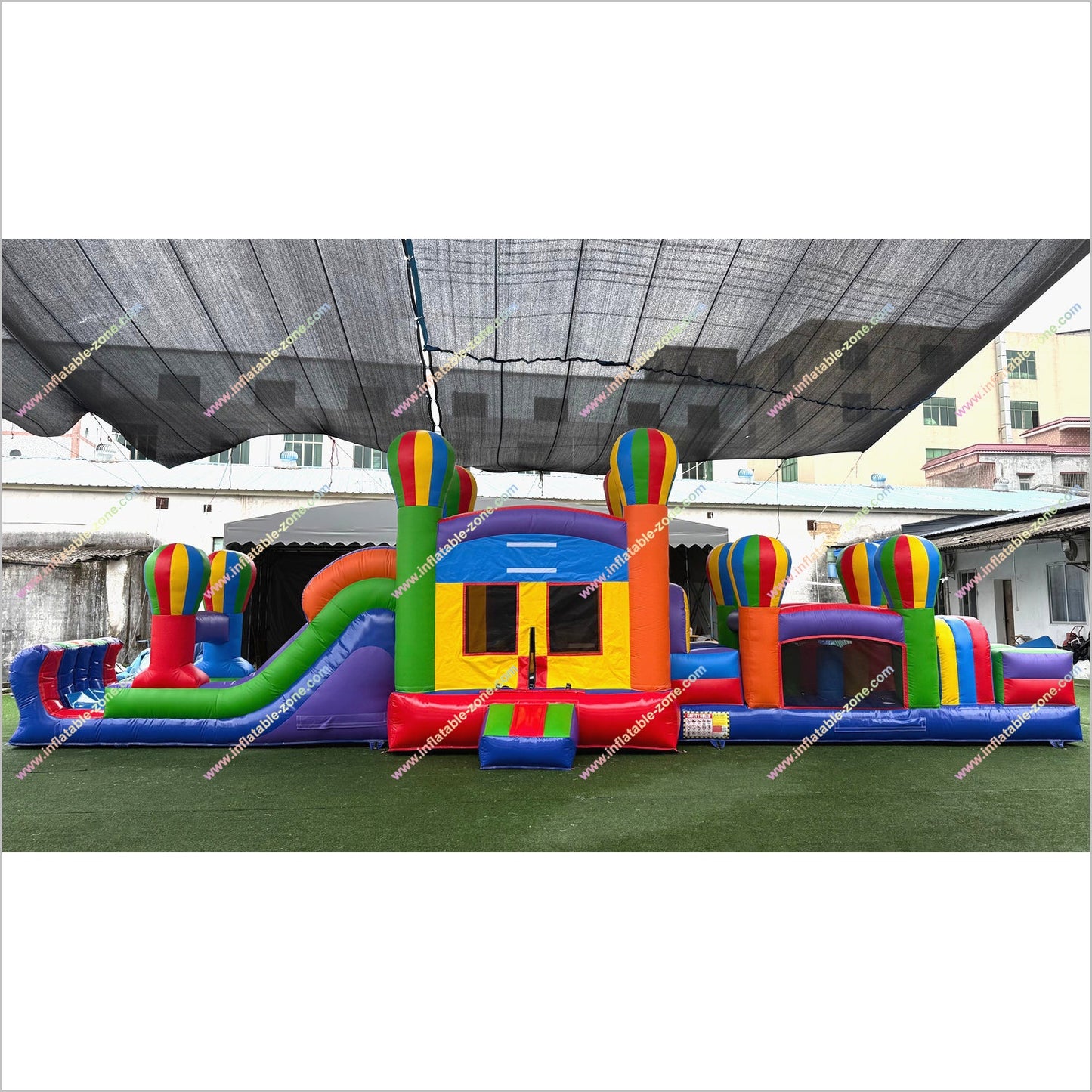 Best Colorful Obstacle Course Inflatable Bounce House Hot Air Balloon Decor Bouncy Obstacle Course Hire