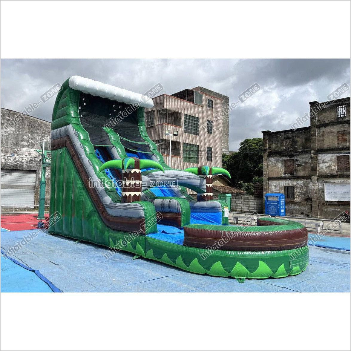 Outdoor Fun Water Slide Jumpers Near Me Emerald Crush Tsunami Inflatable Water Slide And Pool - Inflatable-Zone