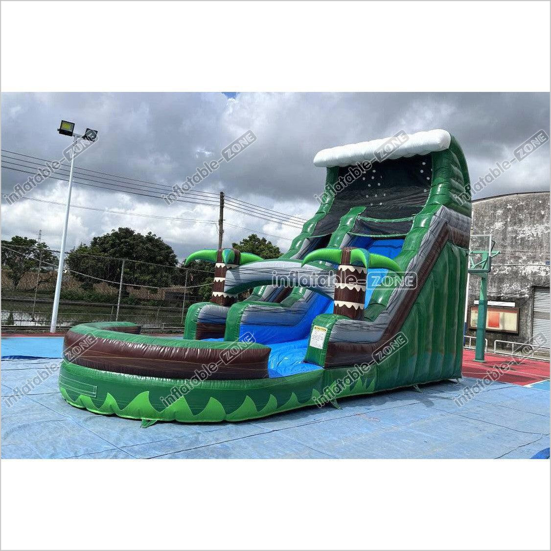 Outdoor Fun Water Slide Jumpers Near Me Emerald Crush Tsunami Inflatable Water Slide And Pool - Inflatable-Zone