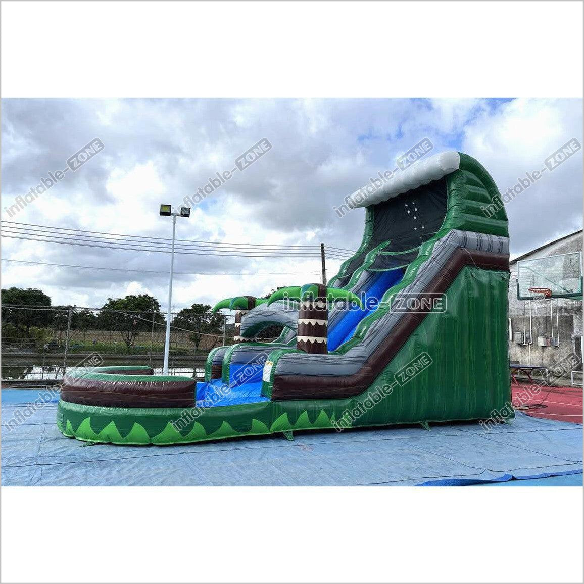 Outdoor Fun Water Slide Jumpers Near Me Emerald Crush Tsunami Inflatable Water Slide And Pool - Inflatable-Zone