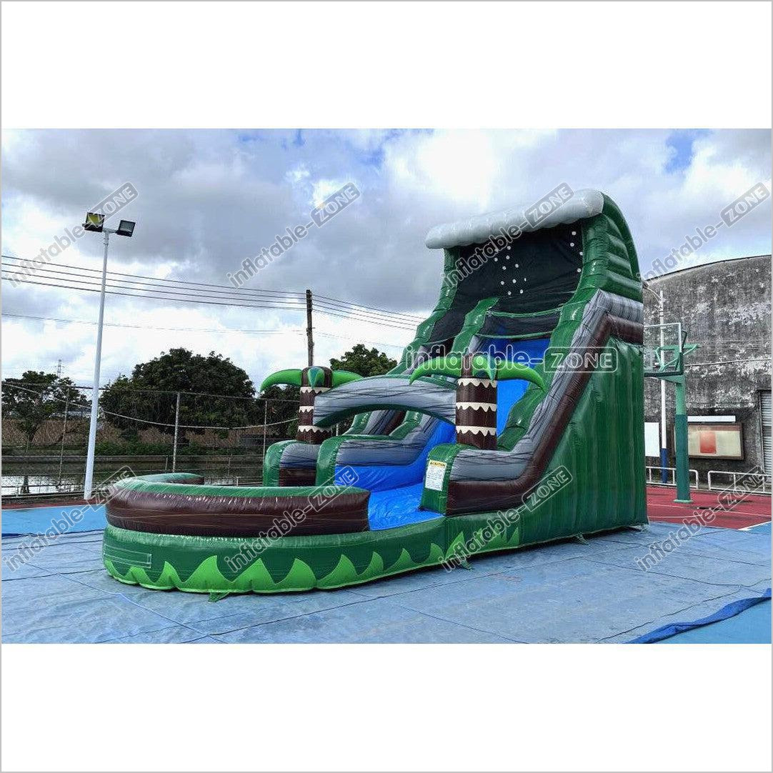 Outdoor Fun Water Slide Jumpers Near Me Emerald Crush Tsunami Inflatable Water Slide And Pool - Inflatable-Zone