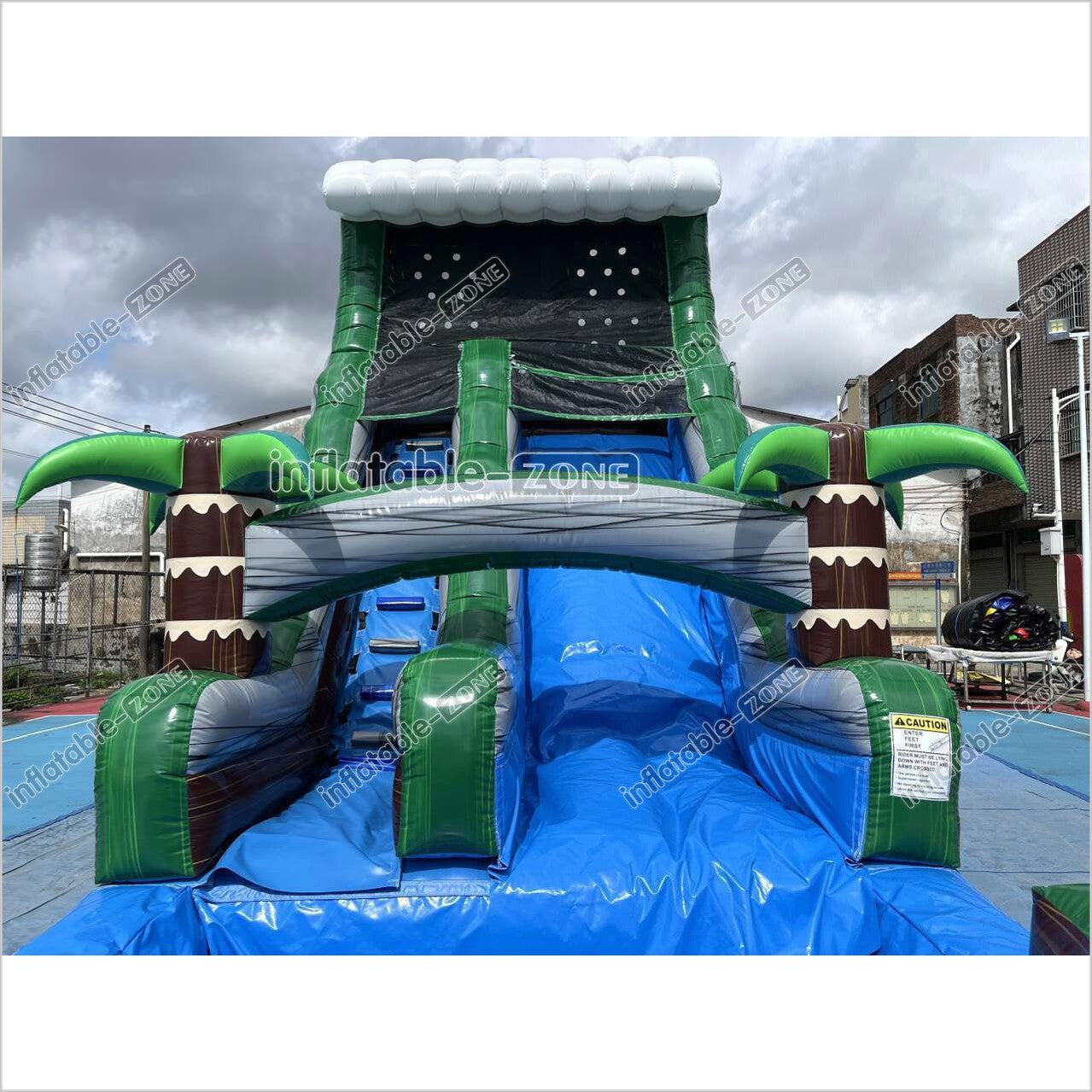 Outdoor Fun Water Slide Jumpers Near Me Emerald Crush Tsunami Inflatable Water Slide And Pool - Inflatable-Zone
