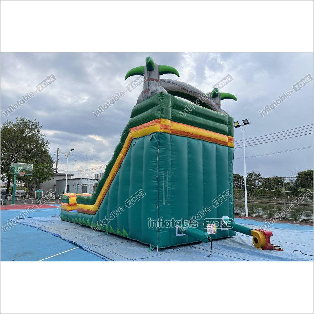 Palm Tree Inflatable Water Slide Outdoor Commercial Grade Water Jumping Castle With Slide And Splash Pool - Inflatable-Zone