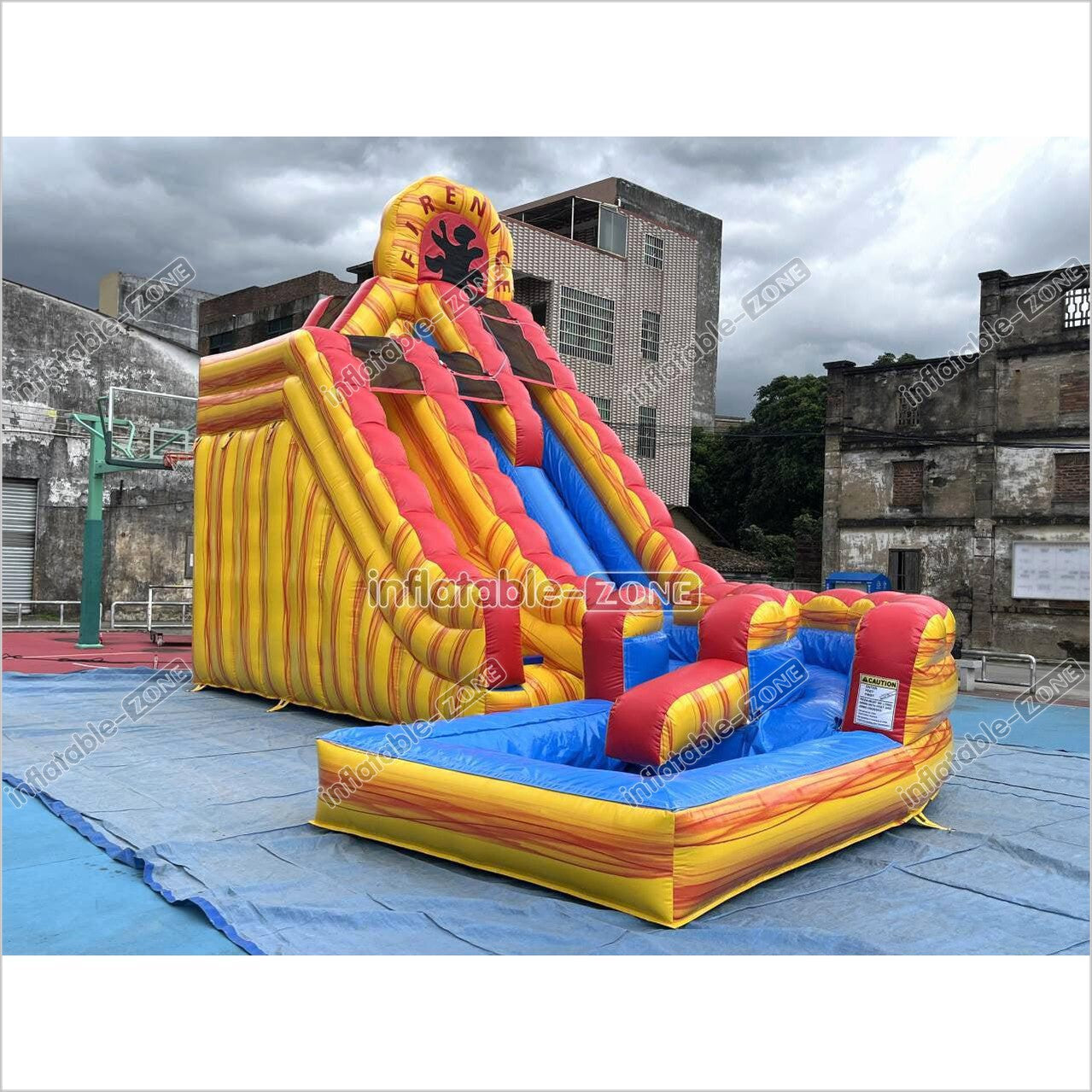Playground Giant Waterslide With Pool Inflatable Pipeline Fire And Ice Dual Lane Inflatable Water Slide - Inflatable-Zone