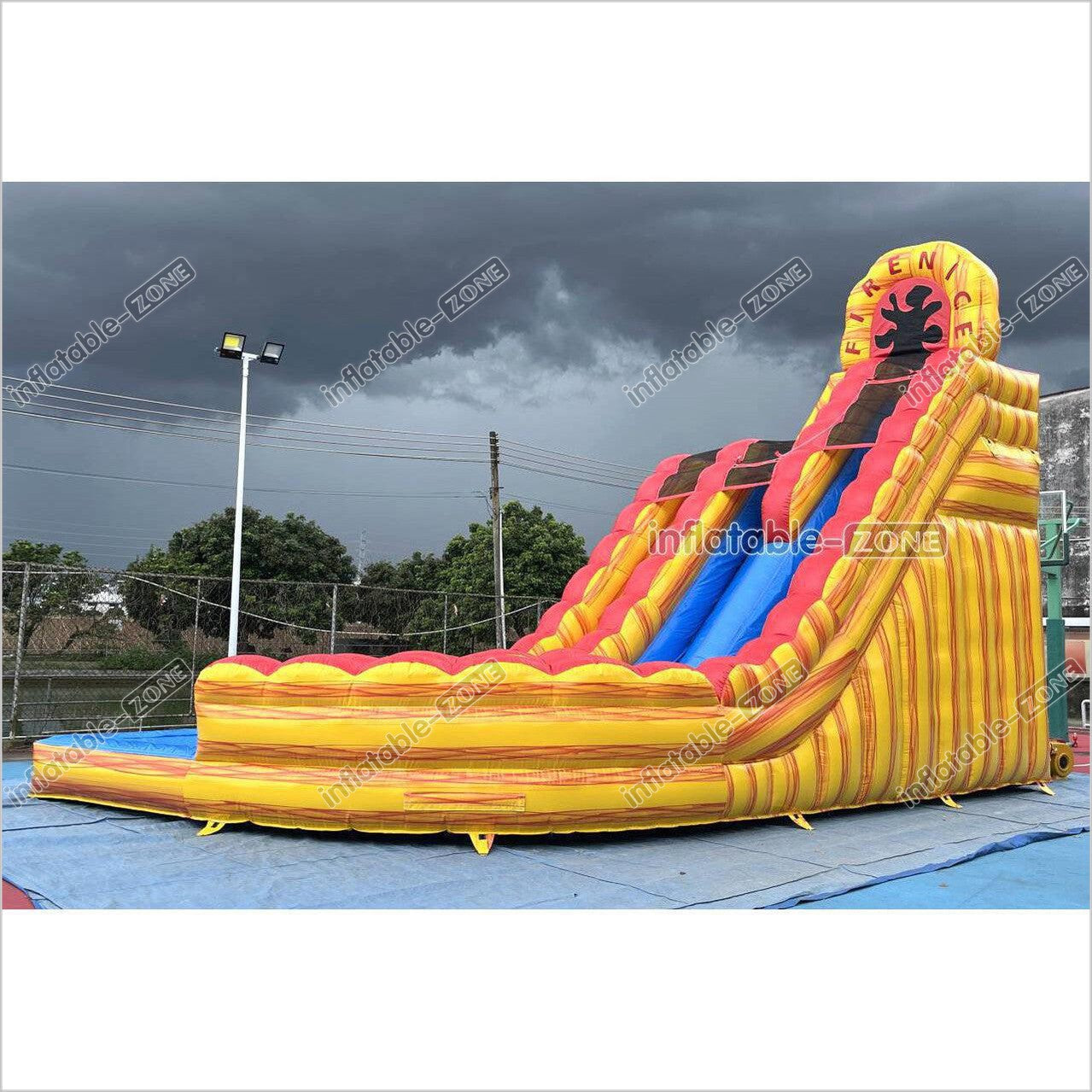 Playground Giant Waterslide With Pool Inflatable Pipeline Fire And Ice Dual Lane Inflatable Water Slide - Inflatable-Zone