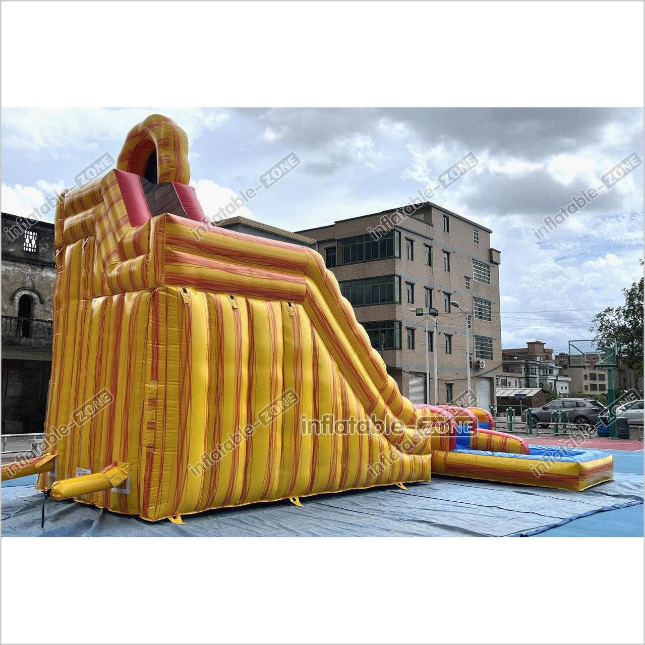 Playground Giant Waterslide With Pool Inflatable Pipeline Fire And Ice Dual Lane Inflatable Water Slide - Inflatable-Zone