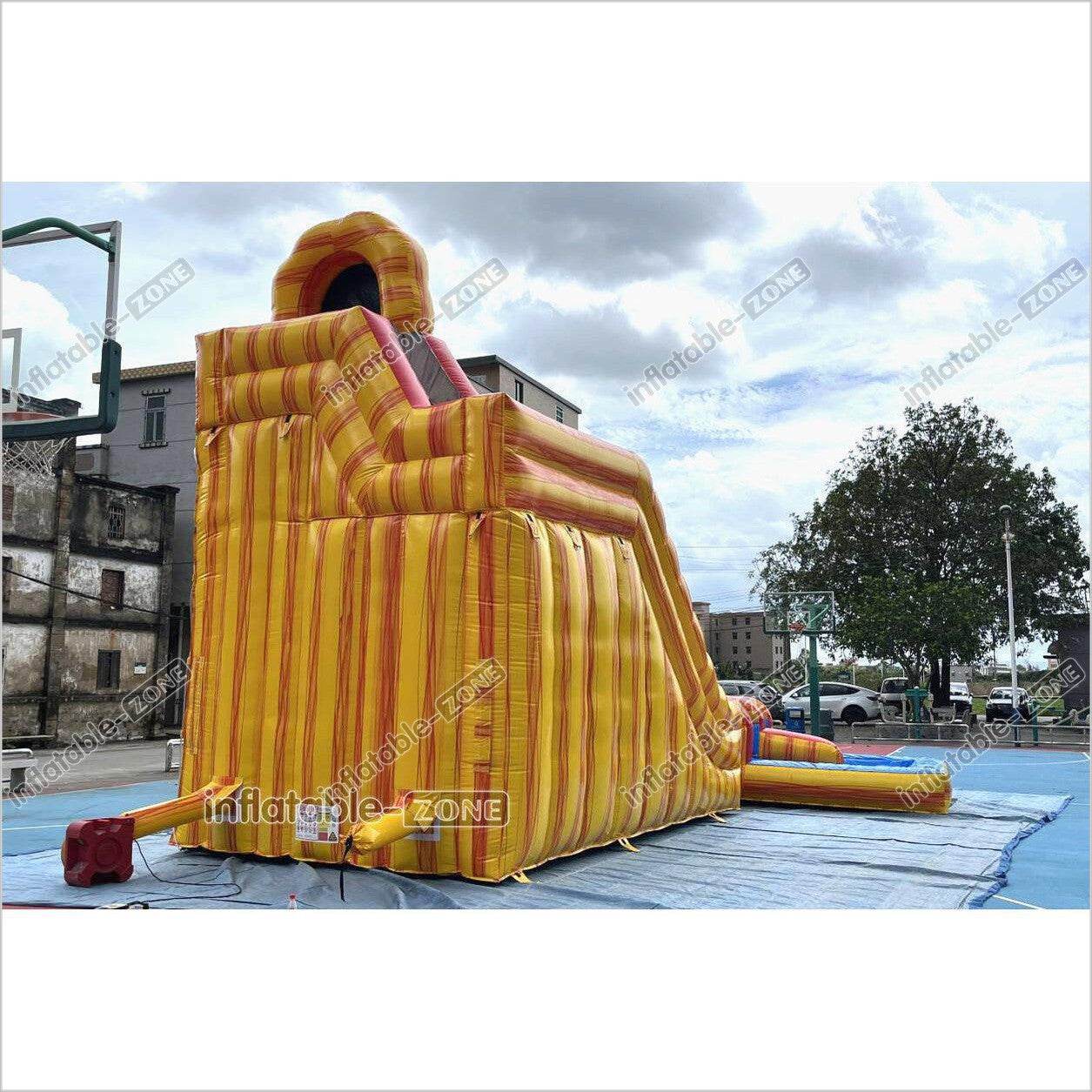 Playground Giant Waterslide With Pool Inflatable Pipeline Fire And Ice Dual Lane Inflatable Water Slide - Inflatable-Zone