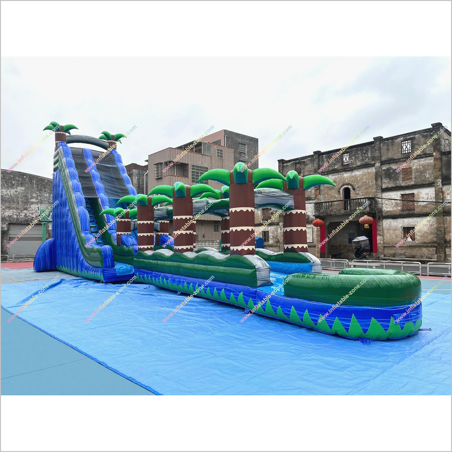 Purchase Inflatable Water Slide Giant Playground Plam Trees Water Slide Slip And Slide Into Pool - Inflatable-Zone